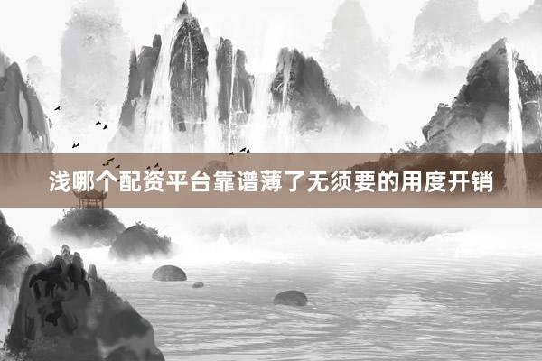 浅哪个配资平台靠谱薄了无须要的用度开销