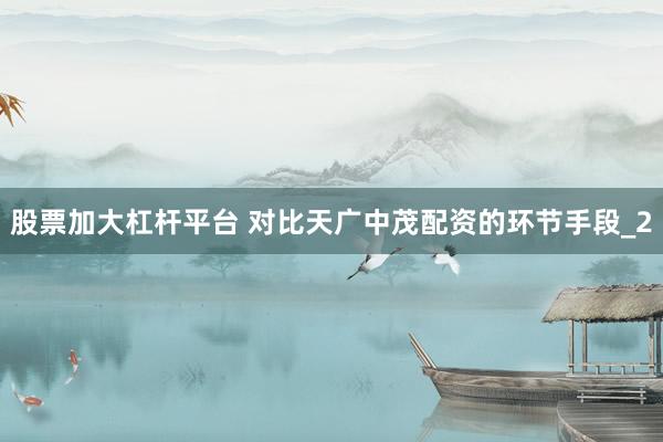股票加大杠杆平台 对比天广中茂配资的环节手段_2