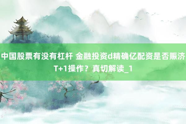 中国股票有没有杠杆 金融投资d精确亿配资是否赈济T+1操作?真切解读_1