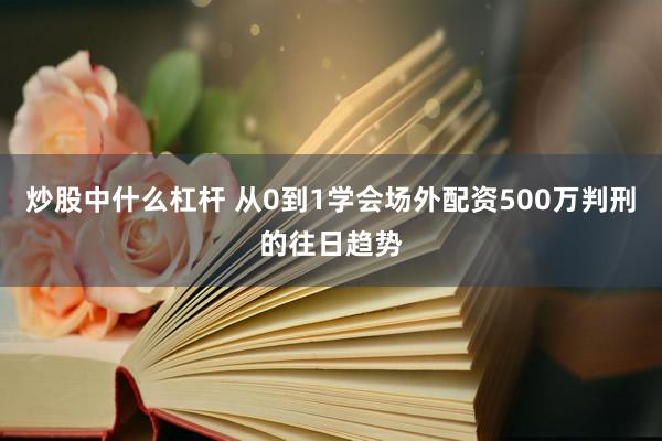 炒股中什么杠杆 从0到1学会场外配资500万判刑的往日趋势